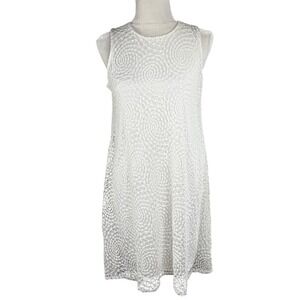 Calvin Klein Womens White Swirl Lace Sleeveless Shift Dress Size 6 Keyhole Back